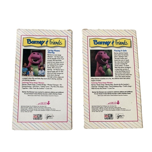 Barney And Friends Lot 2 Caring Means Sharing & Play It Safe VHS Time Life Video - Picture 3 of 10